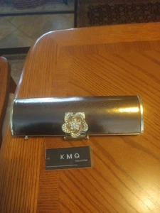 Vintage KMQ Bronze glänzend Clutch Abendtasche klassisch After Five Gold versteckte Kette Neu mit Etikett - Bild 1 von 6