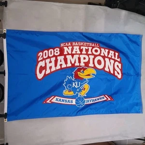 Kansas Jayhawks Basketball Banner Flag 2008 National Champions 57" x 35.5" - Picture 1 of 2