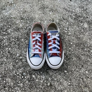 Converse Chuck Taylor AllStar  - Youth Size 13 - Glitter Red/White/Blue Shoes - Picture 1 of 8