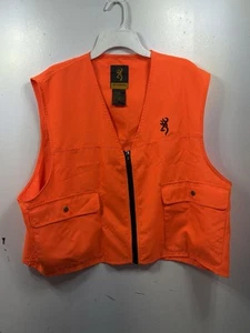 Gilet da caccia Browning arancione sicurezza full zip tasche taglia XL vintage outdoor - Foto 1 di 8
