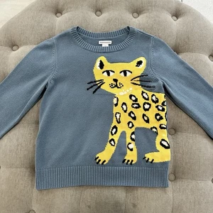 Amazon Essentials Girls Blue And Yellow Cheetah Sweater Sweater Size 8 - Picture 1 of 5