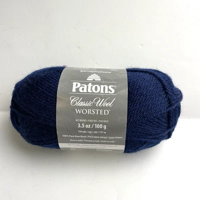 Hilo Patons Classic 100 % lana Worsted azul marino 194 años 100 g 244077 1 madeja Foto 1 de 4