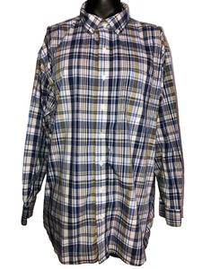 Oak Hill Men's Button Down Shirt 3XL Blue Plaid Wrinkle Free Cool & Dry Cotton - Picture 1 of 14