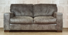 SUPERB DFS Julius Leather Club Sofa 2 Seater Grey Aniline  *FREE DELIVERY*