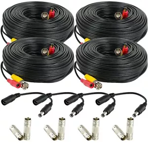 4pack 100 Feet Premade Allinone Siamese Bnc Video And Power Cctv Security Camera - Picture 1 of 5