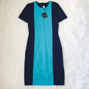 Abito in maglia collezione ST. JOHN blu navy/laguna verde acqua taglia 2 nuovo con etichette prezzo al pubblico consigliato dal produttore $ 1.165 - Foto 1 di 6