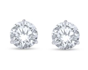 5.00 Ct Lab Grown Diamond Martini 3 Prong Studs Earrings 14k White Gold - Picture 1 of 6