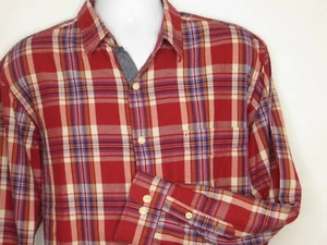 Club Room Mens XL Shirt Red Blue Plaid Cotton Long Sleeve - Picture 1 of 6