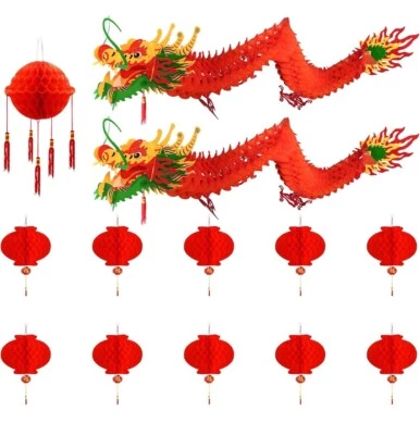 Dragón Año Nuevo Chino, 12 Piezas Dragón de Papel 3D Chino con Bola de Dragón  Foto 1 de 4
