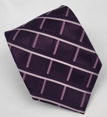 Corbata de seda Jones New York púrpura rosa a cuadros geométrica para hombre 58 x 3,75 Foto 1 de 4