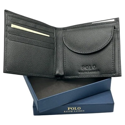 LAUREN RALPH LAUREN Ralph Lauren Polo Men’s Leather Wallet Black Bifold Card Coin Pocket