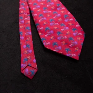 Corbata de cuello de seda tailandesa clásica elafante estampado rojo - Imagen 1 de 7