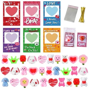 30 Pack Valentines Day Cards for Kids with Mochi Squishy Toys Kids Valentine ... - Picture 1 of 7