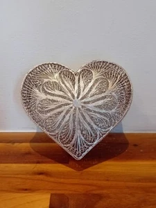 Antique Continental Silver Filigree Large Heart Trinket Box Hinged Lid 12cm Wide - Picture 1 of 14
