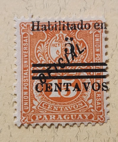 Paraguay 1908 Official Habilitado Svott # 168 Orange Cover