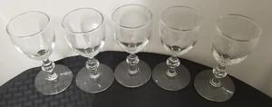 5 Kristall Cordial Wein Stiel Gläser 4 5/8" Einfache Runde Schüssel Klar - Bild 1 von 10