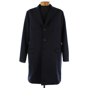 Luciano Barbera NWD Wool Button Front Overcoat Size 56 (2XL US) In Solid Blue - Picture 1 of 14