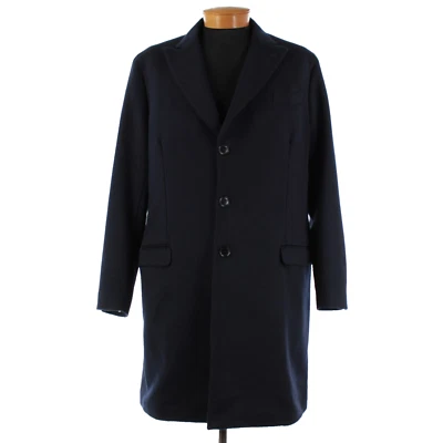 Luciano Barbera NWD Wool Button Front Overcoat Size 56 (2XL US) In Solid Blue - Image 1 of 4