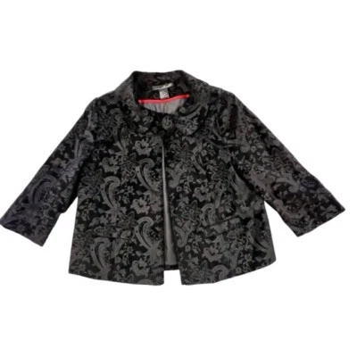 Chaqueta Willi Smith Negra Floral Terciopelo Un Botón Elegante Formal Vacaciones Talla MED Foto 1 de 4