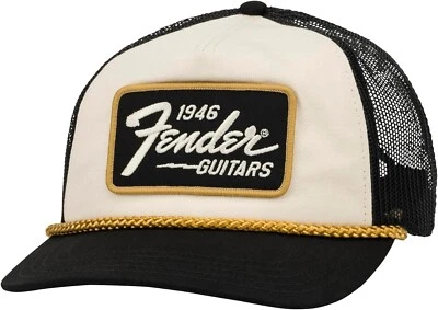 912-2421-201 Fender Guitars 1946 Gold Braid Trim Trucker Hat Cream Black - Image 1 of 2