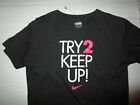 NIKE FIT DRY TRY 2 KEEP UP WOMEN'S SHIRT BLACK PINK SMALL 4-6 USED POLYESTER  