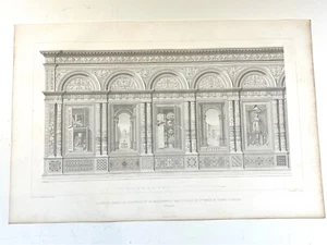 1858 Antique Architectural engraving print MARQUETRY SANTA MARIA ORGANO VERONA - Picture 1 of 18