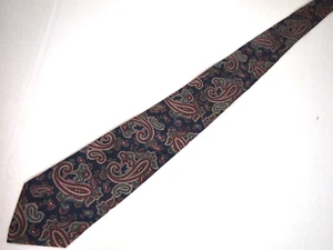 Herve Benard Mens Necktie Tie Navy Blue Red Green Paisley Silk 59" Career - Bild 1 von 4