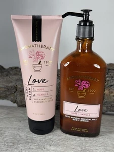 2 pc NEW Bath & Body Works Aromatherapy LOVE ROSE + VANILLA lotion-cream set - Picture 1 of 1