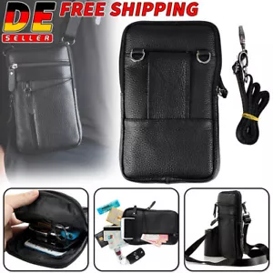 Leder Handytasche Herren kleine Umhängetasche Männerhandtasche Gürteltasche - Bild 1 von 11