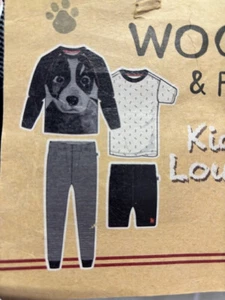 Woodrow & Friends BOYS 4-Piece Sleepwear Pajama Set ( BLACK/GRAY STRIPE, 5 )NWT - Picture 1 of 2