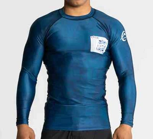 Fuji Maeda Flex Lite Mens MMA BJJ Jiu Jitsu Long LongSleeve LS Rashguard - Blue - Picture 1 of 9