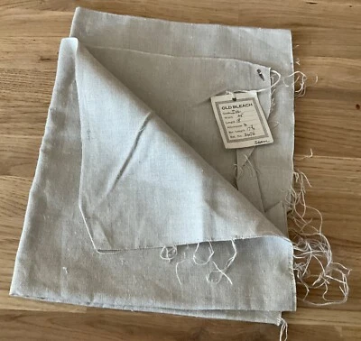 Old Bleach - Vintage Linen - Large Fabric Remnant - 48cm x 110cm - Image 1 of 4