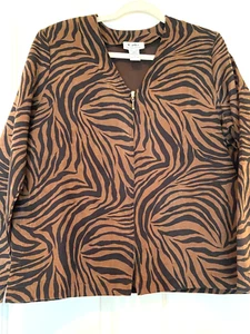 Cathy Daniels Jacket Suede Zebra Print Size 12 - Picture 1 of 3