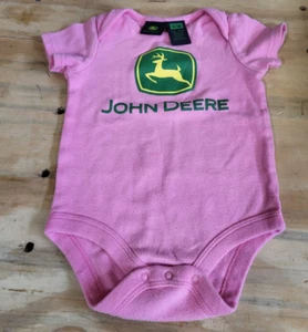 John Deere Baby One piece - Pink - Girl - 6/9 Mo -Cotton - Picture 1 of 5