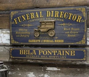 Letrero de madera de director funerario con personalización - Imagen 1 de 1