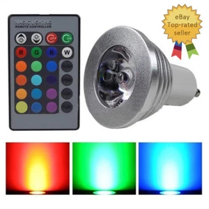 IR Remote 2pc E14 GU10 E27 MR16 Bulb Downlight Ambient Light RGB LED Spotlight - Picture 1 of 16