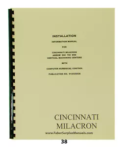Cincinnati Milacron Arrow 500& 750 ERE Machining Center Installation Manual *38 - Picture 1 of 9