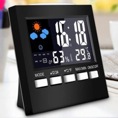 Digital LED Clock Mirror Display Temperature Calendar USB/AAA Powered Electronic - Image 1 of 4