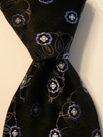 JOHN W. NORDSTROM Men's SEVEN FOLD Silk Necktie Luxury Geometric Black/Blue EUC