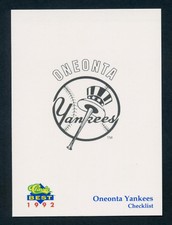 1992 Classic Best  Oneonta Yankees  Team Checklist