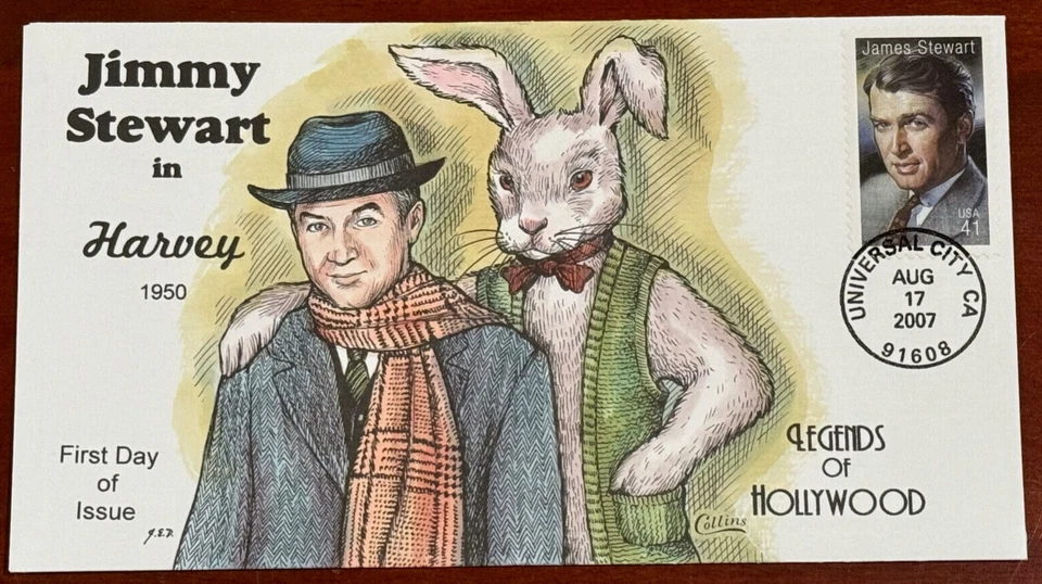 #4197 Jimmy Stewart in Harvey, 2007  FDC Collins Hand-Painted. Perfect!!! - Image 1 of 1