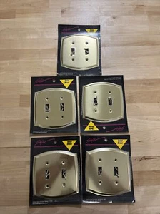 LOT OF 5 NEW Vintage Style solid Brass Finish  2-Gang Switch Cover Plates - Picture 1 of 8