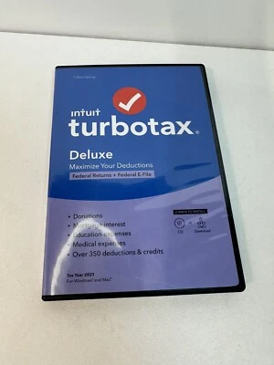 TurboTax DELUXE 2021 Federal+Efile Only NO State Windows /Mac NEW Sealed USA 1 - Image 1 of 4