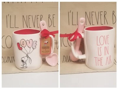Rae Dunn x Peanuts Love is in the Air Snoopy Mug, Pink Heart Spoon, Valentine's! - Image 1 of 4