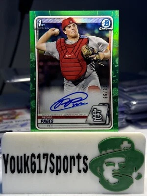 2020 Bowman Chrome Pedro Pages 1st Sapphire Green Refractor Auto Rookie RC #/99 - Image 1 of 4