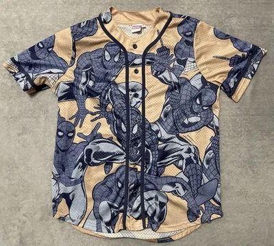 Marvel Spider-Man Mesh Baseball Jersey Tan Size M Medium Short Sleeve - Image 1 of 4