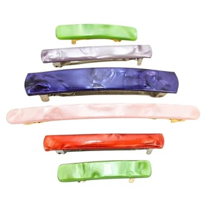 Lot 6 Vintage Pearlescent Acetate Clips Barrettes Playful Colors Made In France - Picture 1 of 12