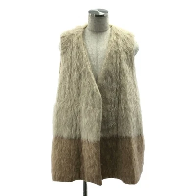 Colete de Pele Mista OUAT auEAT 2021AW Mohair 1 Cor Creme Bege Masculino Usado KLDR-0 - Imagem 1 de 4