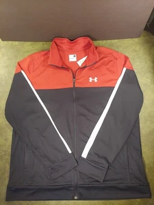 Under Armour Men's XL Full Zip Track Jacket Black Burgundy NEW - Picture 1 of 11