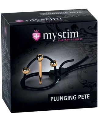 Mystim Plunging Pete con correa Corona y sonido Ur*thral - negro/dorado Foto 1 de 2